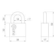 Замок Punto (Пунто) навесной PK-1540 3 key диск.ключ.