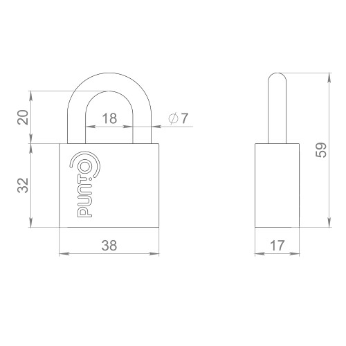 Замок Punto (Пунто) навесной PK-1540 3 key диск.ключ.