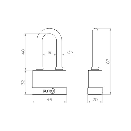 Замок Punto (Пунто) навесной PK-5045 L