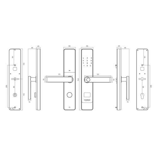 Замок врезной электронный к с ручкой Hogo P02 полуавтомат с отпечатком пальца, черный Замок врезной электронный к с ручкой Hogo P02 полуавтомат с отпечатком пальца, черный