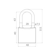 Замок Punto (Пунто) навесной PK-0150 L 3 key англ.ключ.