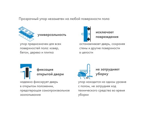 Упор Armadillo (Армадилло) дверной скрытый STELS TR Прозрачный