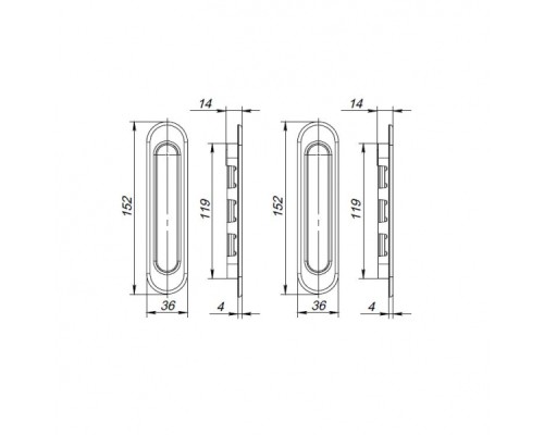 Ручка Punto (Пунто) для раздвижных дверей SH.SL152.010 (Soft LINE SL-010) BL черный