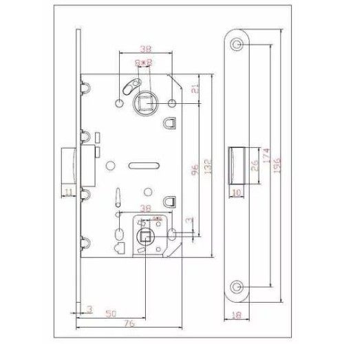 Защёлка врезная сантехническая с пластиковым язычком ADDEN BAU. WC 414 BLACK цвет черный