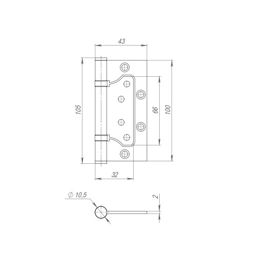 Петля Fuaro (Фуаро) универсальная без врезки 300-2BB 100x2,5 CP (хром)