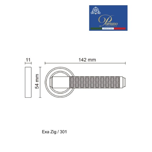 Дверная ручка на розетке Portuno Exa Zig 301.06 полированное золото