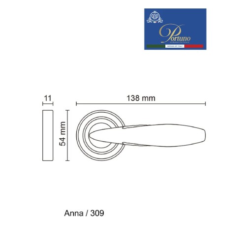 Дверная ручка на розетке Portuno Anna 309.01 полированный хром