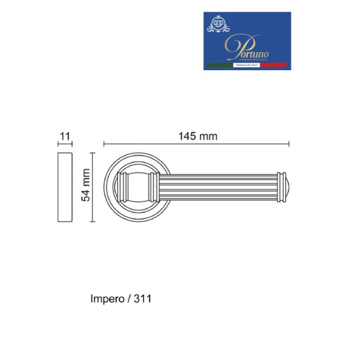 Дверная ручка на розетке Portuno Impero 311.01 полированный хром
