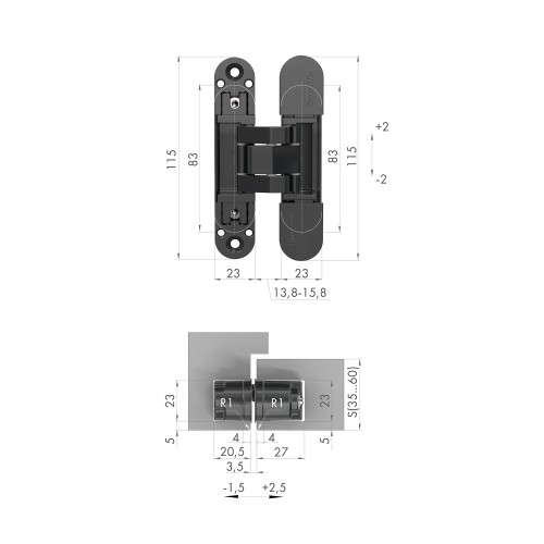 Петля Armadillo скрытой установки U3D3000.VPG BL черный TECH