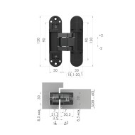 Петля Armadillo (Армадилло) скрытой установки U3D3300.TG BL черный