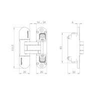 Петля Armadillo (Армадилло) скрытой установки U3D6002.TG SC мат. хром