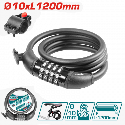 Велосипедный Замок 10X1200 Мм TOTAL (TBK21012 ТОТАЛ)