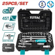 Набор головок 1/2" с трещоткой 25шт TOTAL (THT121251 ТОТАЛ)