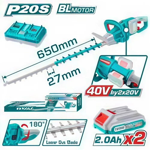 Аккумуляторный кусторез Li-Ion TOTAL (THTLI400282 ТОТАЛ)