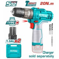 Аккумуляторная Дрель Ударная 12В / 1.5Ач TOTAL (TIDLI12202 ТОТАЛ)